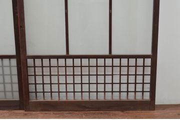 アンティーク建具　上手物　上質な和の空間を演出する凝った作りの高級ガラス窓4枚セット(ガラス戸、引き戸)(R-080875)