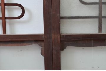 アンティーク建具　上手物　上質な和の空間を演出する凝った作りの高級ガラス窓4枚セット(ガラス戸、引き戸)(R-080875)