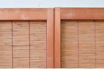 ビンテージ建具　涼しげな和の空間を演出する窓2枚セット(夏戸、簾戸、御簾戸、簀戸、葭戸、夏障子、引き戸、すど、ヴィンテージ)(R-080876)