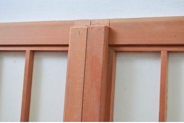 ビンテージ建具　和の空間を高める凝った作りの障子戸窓2枚セット(引き戸、ヴィンテージ)(R-080877)