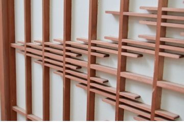 ビンテージ建具　和の空間を高める凝った作りの障子戸窓2枚セット(引き戸、ヴィンテージ)(R-080877)