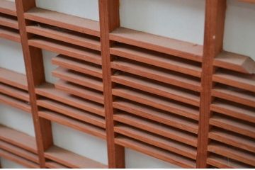 ビンテージ建具　和の空間を高める凝った作りの障子戸窓2枚セット(引き戸、ヴィンテージ)(R-080877)