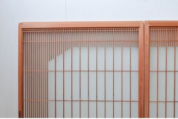 ビンテージ建具　和の空間づくりにおすすめ!凝った作りの格子入りガラス窓4枚セット(組子、引き戸、ガラス戸、格子戸、ヴィンテージ)(R-080878)
