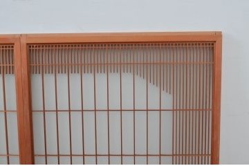 ビンテージ建具　和の空間づくりにおすすめ!凝った作りの格子入りガラス窓4枚セット(組子、引き戸、ガラス戸、格子戸、ヴィンテージ)(R-080878)