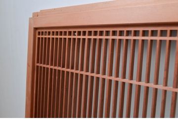 ビンテージ建具　和の空間づくりにおすすめ!凝った作りの格子入りガラス窓4枚セット(組子、引き戸、ガラス戸、格子戸、ヴィンテージ)(R-080878)
