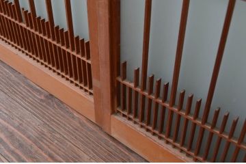 ビンテージ建具　和の空間づくりにおすすめ!凝った作りの格子入りガラス窓4枚セット(組子、引き戸、ガラス戸、格子戸、ヴィンテージ)(R-080878)