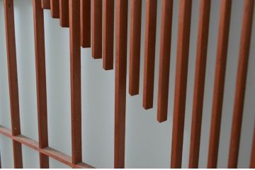 ビンテージ建具　和の空間づくりにおすすめ!凝った作りの格子入りガラス窓4枚セット(組子、引き戸、ガラス戸、格子戸、ヴィンテージ)(R-080878)