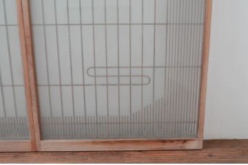 ビンテージ建具　和の空間づくりにおすすめ!凝った作りの格子入りガラス窓4枚セット(組子、引き戸、ガラス戸、格子戸、ヴィンテージ)(R-080878)