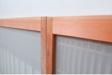 ビンテージ建具　和の空間づくりにおすすめ!凝った作りの格子入りガラス窓4枚セット(組子、引き戸、ガラス戸、格子戸、ヴィンテージ)(R-080878)