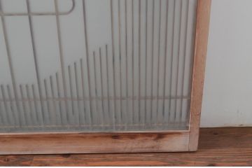 ビンテージ建具　和の空間づくりにおすすめ!凝った作りの格子入りガラス窓4枚セット(組子、引き戸、ガラス戸、格子戸、ヴィンテージ)(R-080878)