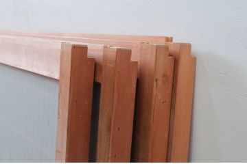 ビンテージ建具　和の空間づくりにおすすめ!凝った作りの格子入りガラス窓4枚セット(組子、引き戸、ガラス戸、格子戸、ヴィンテージ)(R-080878)