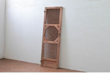 アジアンアンティーク　本物の時代物!!　李朝の八角デザイン幅狭格子扉1枚(格子戸、ドア、建具)(R-080879)