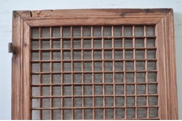 アジアンアンティーク　本物の時代物!!　李朝の八角デザイン幅狭格子扉1枚(格子戸、ドア、建具)(R-080879)