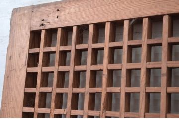 アジアンアンティーク　本物の時代物!!　李朝の八角デザイン幅狭格子扉1枚(格子戸、ドア、建具)(R-080879)