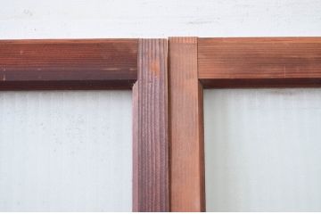 アンティーク建具　デザイングッド!!　レトロな空間作りにおすすめなガラス戸2枚セット(引き戸)(R-080883)