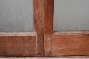 アンティーク建具　デザイングッド!!　レトロな空間作りにおすすめなガラス戸2枚セット(引き戸)(R-080883)