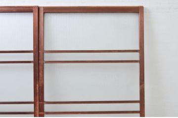アンティーク建具　デザイングッド!!　レトロな空間作りにおすすめなガラス戸2枚セット(引き戸)(R-080883)