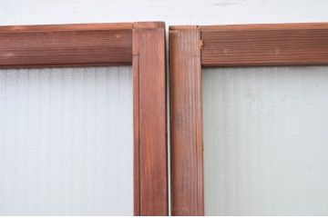 アンティーク建具　デザイングッド!!　レトロな空間作りにおすすめなガラス戸2枚セット(引き戸)(R-080883)