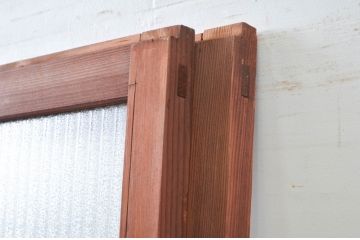 アンティーク建具　デザイングッド!!　レトロな空間作りにおすすめなガラス戸2枚セット(引き戸)(R-080883)