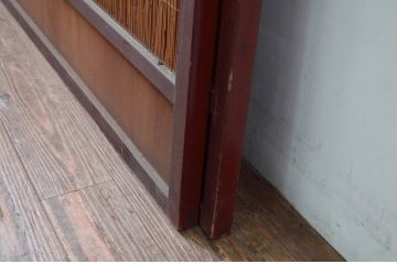 アンティーク建具　漆塗り框　黒柿透かし彫り入りの高級な幅広夏戸2枚セット(引き戸、簾戸、簀戸、葭戸、夏障子、御簾戸、すど)(R-080885)