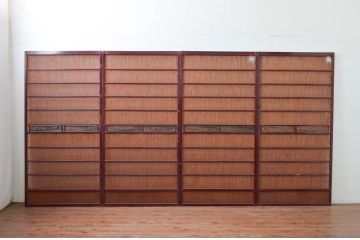 アンティーク建具　漆塗り框　黒柿透かし彫り入りの高級な夏戸4枚セット(引き戸、簾戸、簀戸、葭戸、夏障子、御簾戸、すど)(R-080886)