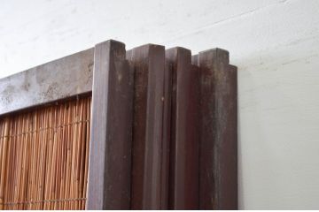アンティーク建具　漆塗り框　黒柿透かし彫り入りの高級な夏戸4枚セット(引き戸、簾戸、簀戸、葭戸、夏障子、御簾戸、すど)(R-080887)