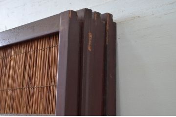 アンティーク建具　漆塗り框　黒柿透かし彫り入りの高級な夏戸4枚セット(引き戸、簾戸、簀戸、葭戸、夏障子、御簾戸、すど)(R-080888)