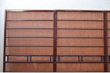 アンティーク建具　漆塗り框　黒柿透かし彫り入りの高級な夏戸4枚セット(引き戸、簾戸、簀戸、葭戸、夏障子、御簾戸、すど)(R-080889)