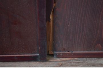 アンティーク建具　両面漆塗り　和モダンな空間づくりにおすすめなガラス帯戸4枚セット(引き戸、ガラス戸)(R-080890)