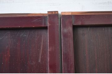 アンティーク建具　両面漆塗り　和モダンな空間づくりにおすすめなガラス帯戸4枚セット(引き戸、ガラス戸)(R-080890)