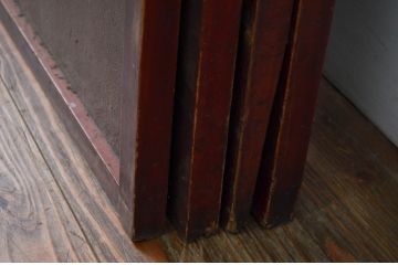 アンティーク建具　両面漆塗り　和モダンな空間づくりにおすすめなガラス帯戸4枚セット(引き戸、ガラス戸)(R-080890)