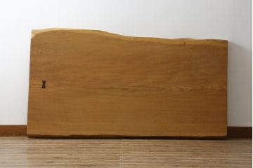 中古　ブランド家具　ナラ材　一枚板　存在感のある耳付きテーブルトップ(天板、テーブル天板、古材、木材、DIY、材料)(R-080892)