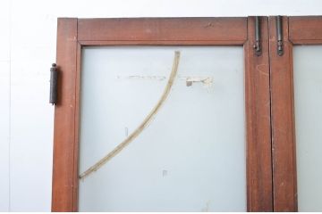 アンティーク建具　レトロな雰囲気漂う両開きドア1対2セット(ガラス扉、玄関扉)(R-080895)