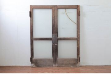 アンティーク建具　レトロな雰囲気漂う両開きドア1対2セット(ガラス扉、玄関扉)(R-080895)