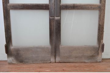 アンティーク建具　レトロな雰囲気漂う両開きドア1対2セット(ガラス扉、玄関扉)(R-080895)