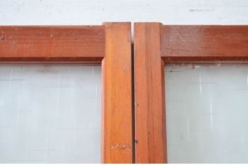 ビンテージ建具　レトロな空間を演出するガラス戸2枚セット(引き戸、ヴィンテージ)(R-080899)