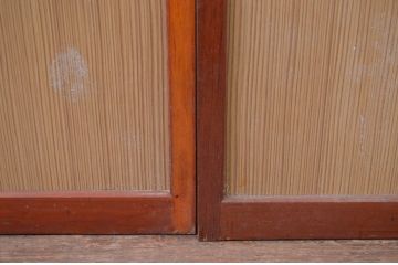 ビンテージ建具　レトロな空間を演出するガラス戸2枚セット(引き戸、ヴィンテージ)(R-080899)