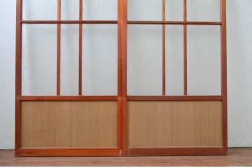ビンテージ建具　レトロな空間を演出するガラス戸2枚セット(引き戸、ヴィンテージ)(R-080899)