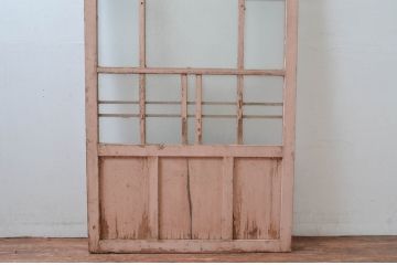 アンティーク建具　大正ロマン　ペイント仕上げ限定　ノスタルジックな雰囲気あふれるガラス戸1枚(引き戸)(R-080901)