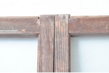 アンティーク建具　大正ロマン　古い木味が魅力的なガラス戸4枚セット(引き戸)(R-080908)