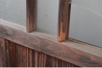 アンティーク建具　大正ロマン　古い木味が魅力的なガラス戸4枚セット(引き戸)(R-080908)