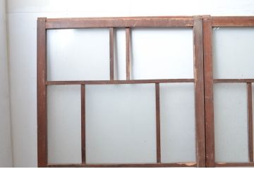 アンティーク建具　大正ロマン　古い木味が魅力的なガラス戸4枚セット(引き戸)(R-080908)