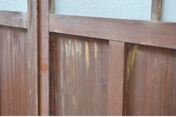 アンティーク建具　大正ロマン　古い木味が魅力的なガラス戸4枚セット(引き戸)(R-080908)