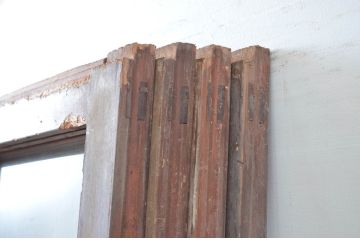 アンティーク建具　大正ロマン　古い木味が魅力的なガラス戸4枚セット(引き戸)(R-080908)