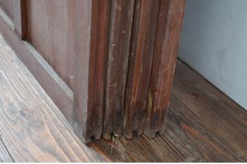 アンティーク建具　大正ロマン　古い木味が魅力的なガラス戸4枚セット(引き戸)(R-080908)