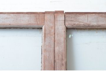 アンティーク建具　木の風合いが味わい深いシンプルなガラス戸4枚セット(引き戸)(R-080909)