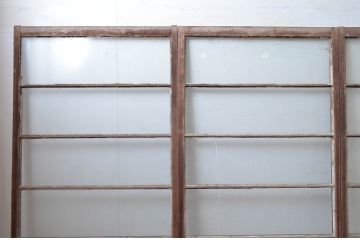アンティーク建具　木の風合いが味わい深いシンプルなガラス戸4枚セット(引き戸)(R-080909)