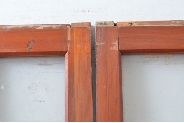 アンティーク建具　大正ロマン　温かみのある木味が魅力のガラス戸2枚セット(引き戸)(R-080911)