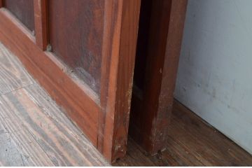アンティーク建具　大正ロマン　温かみのある木味が魅力のガラス戸2枚セット(引き戸)(R-080911)