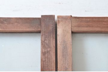 アンティーク建具　古い木味が趣のあるガラス戸2枚(引き戸)(R-08912)